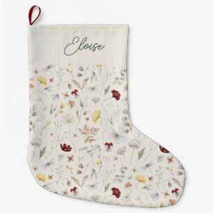 Script Name Boho Wildflower Christmas Large Christmas Stocking