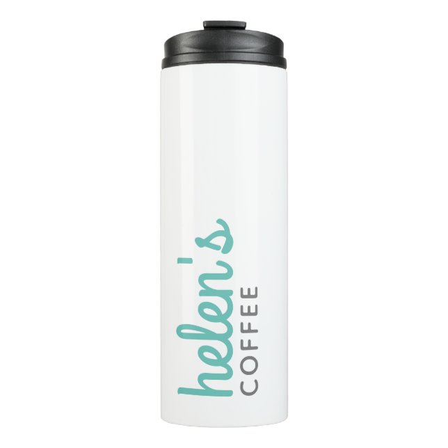 Script Name Coffee Tumbler Custom Gift Teal Blue (Front)