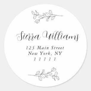 Script Name Eucalyptus Round Return Address Label