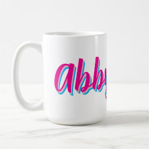 Script Name Handwriting Pink Blue Custom Coffee Mug