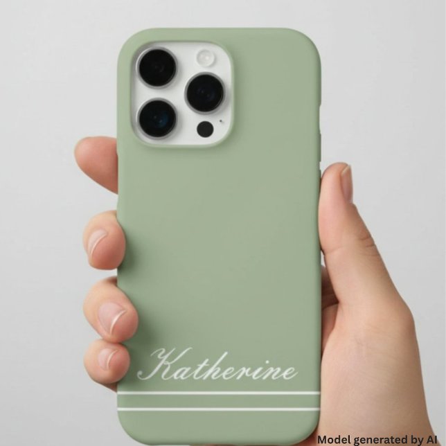 Script Name Minimalist Green Eucalyptus Case-Mate iPhone Case (Creator Uploaded)