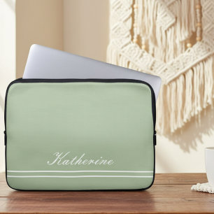 Script Name Minimalist Green Eucalyptus Laptop Sleeve