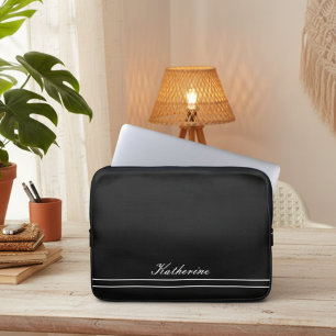 Script Name Minimalist Midnight Black Laptop Sleeve
