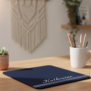 Script Name Minimalist Navy Blue Mouse Pad