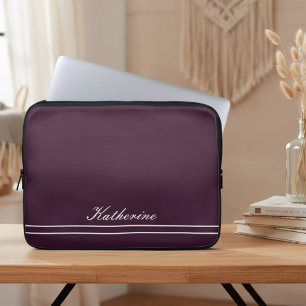 Script Name Minimalist Plum Laptop Sleeve