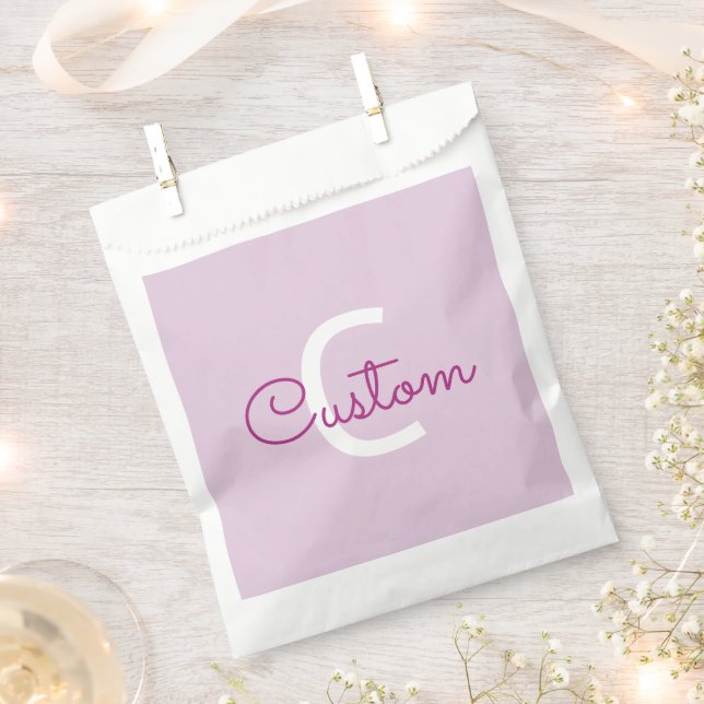 Script Name & Monogram | Magenta & Light Purple Favour Bag (Clipped)