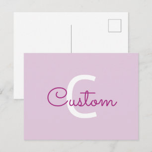 Script Name & Monogram Magenta & Light Purple Holiday Postcard