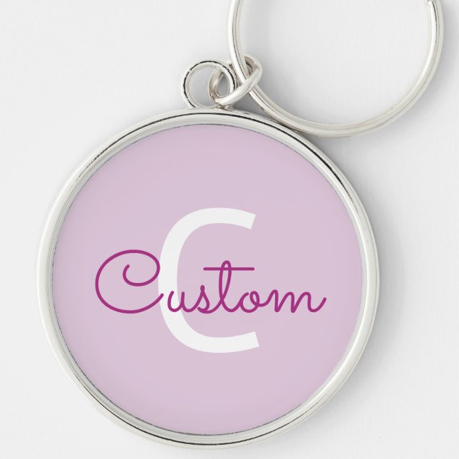 Script Name & Monogram | Magenta & Light Purple Key Ring (Front)