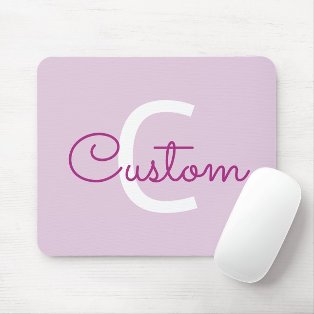 Script Name & Monogram | Magenta & Light Purple Mouse Pad (With Mouse)