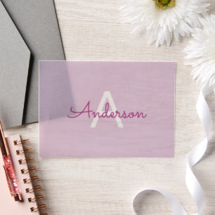 Script Name & Monogram   Magenta & Light Purple Vellum Invitations