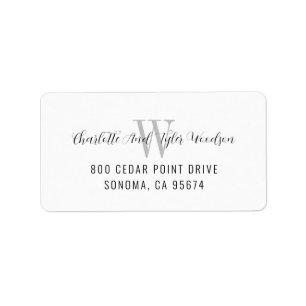 Script Name Monogram Newlywed Return Address Label