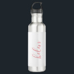 Script Name Personalised Gift Custom Pink 710 Ml Water Bottle<br><div class="desc">A gorgeous water bottle featuring a custom name in a modern,  elegant script font. In pink and white. Wonderful as a mother's day,  holiday,  birthday,  housewarming or bridesmaid gift.</div>