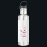 Script Name Personalised Gift Custom Pink 710 Ml Water Bottle<br><div class="desc">A gorgeous water bottle featuring a custom name in a modern,  elegant script font. In pink and white. Wonderful as a Mother's Day,  holiday,  birthday,  housewarming or bridesmaid gift.</div>