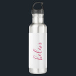 Script Name Personalised Gift Custom Pink 710 Ml Water Bottle<br><div class="desc">A gorgeous water bottle featuring a custom name in a modern,  elegant script font. In pink and white. Wonderful as a Mother's Day,  holiday,  birthday,  housewarming or bridesmaid gift.</div>