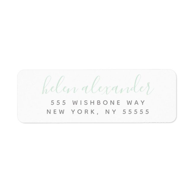 Script Name Personalised Mint Green Address Return Address Label (Front)