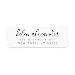 Script Name Personalized Black Return Address Label