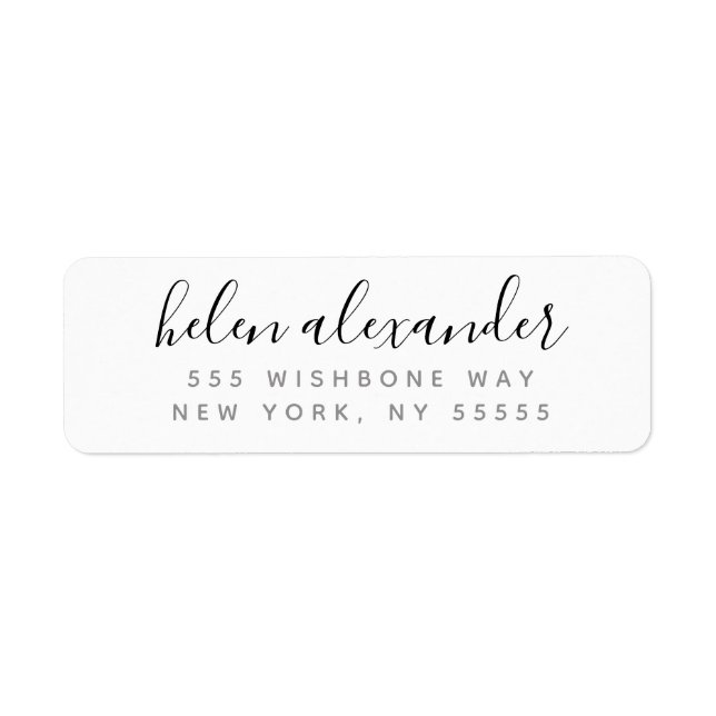 Script Name Personalized Black Return Address Label (Front)