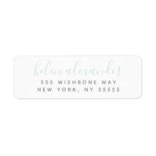 Script Name Personalized Mint Green Address Return Address Label