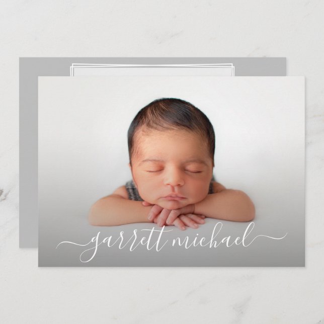Script Name Photo Baby Birth Announcements (Front/Back)