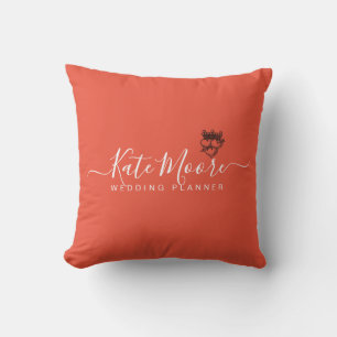 Script Name Red Orange Wedding Planner Cushion