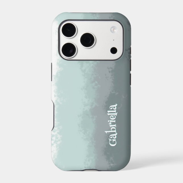 Script name simple ombre teal modern abstract line (Back)