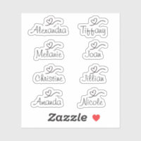 Script Name Sticker with heart Vinyl Sticker