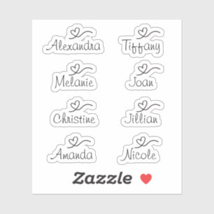 Script Name Sticker with heart Vinyl Sticker