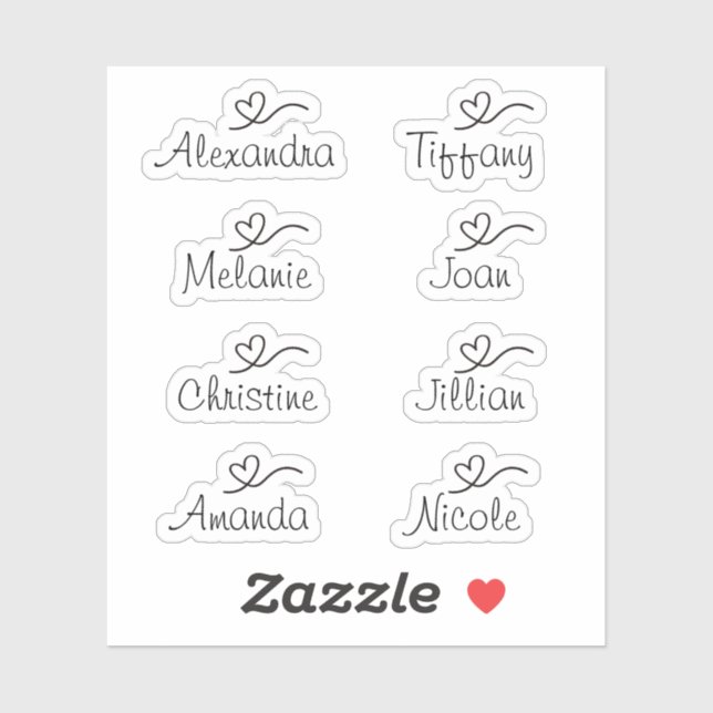 Script Name Sticker with heart Vinyl Sticker (Sheet)