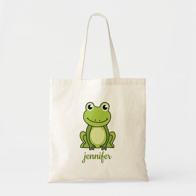 Script Name with cute Frog Gift - Create your own  Tote Bag (Front)