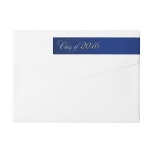 Script Navy Blue Faux Gold 2016 Graduation Wrap Around Label