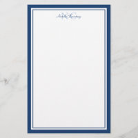 Script Navy Blue Two Border Monogram Vertical