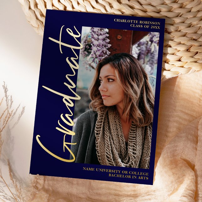 Script navy gold graduate 4 photos graduation (Creator Uploaded)