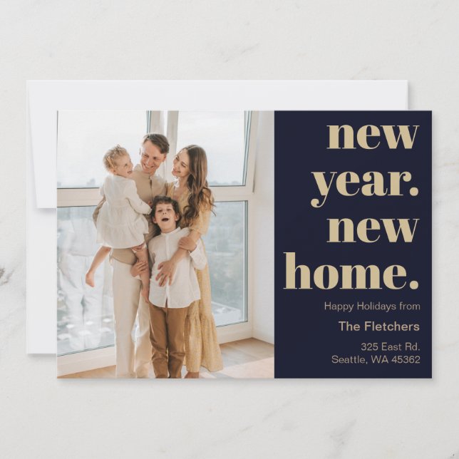 Script New Year New Home Holidays Photo Moving Holiday Card (Front)