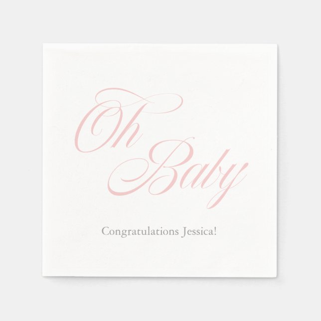 Script Oh Baby | Baby Shower | It's A Girl Napkin (Front)