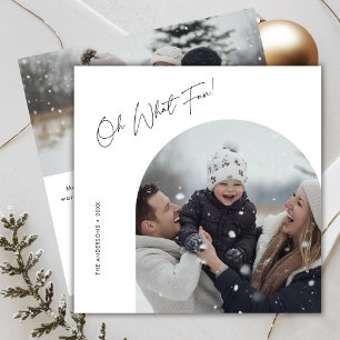 Script Oh What Fun Christmas Family Arch Photo  Holiday Card