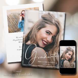 Script Overlay 2 Photo Graduation Announcement