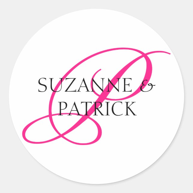 Script P Monogram Labels (Hot Pink / Black) (Front)