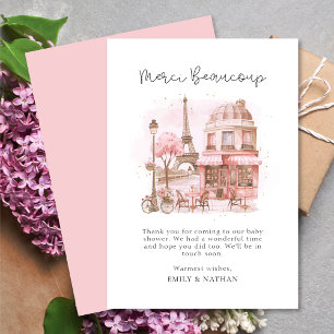 Script Paris Cafe Merci Thank You Baby Shower Card