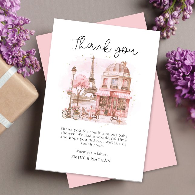 Script Paris Patisserie Thank You Baby Shower Card (Creator Uploaded)
