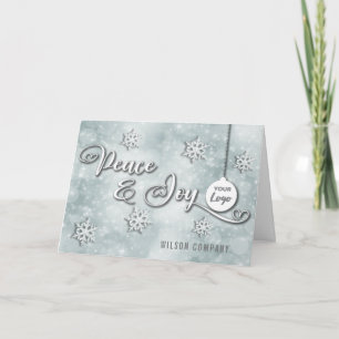 Script Peace & joy corporate logo Holiday Card