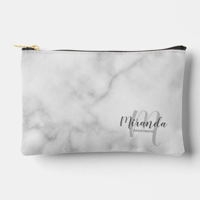 Script Personalised Bridesmaid Monogram Name Accessory Pouch (Front)