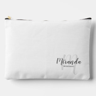 Script Personalised Bridesmaid Monogram Name Accessory Pouch