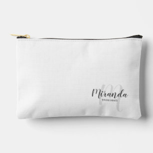 Script Personalised Bridesmaid Monogram Name Accessory Pouch