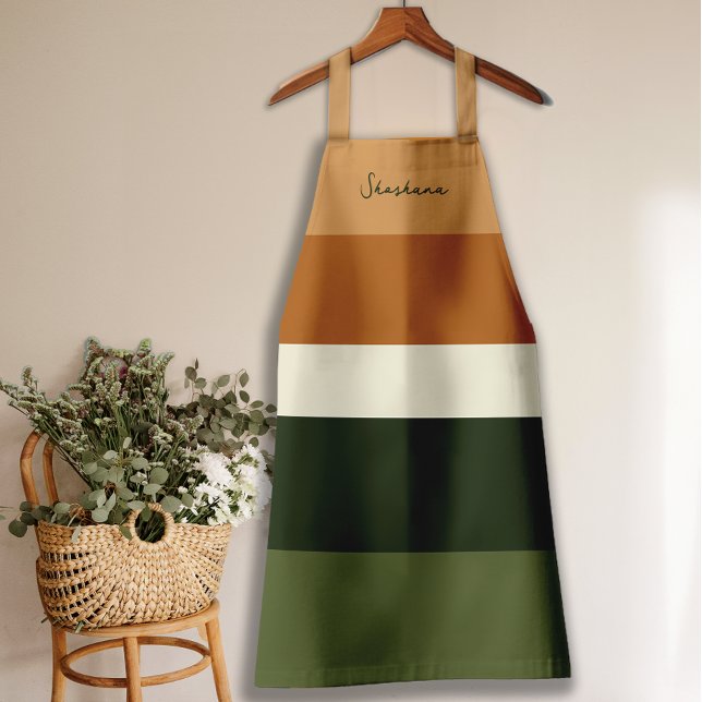 Script Personalised Stripe All-Over Print Apron (Creator Uploaded)
