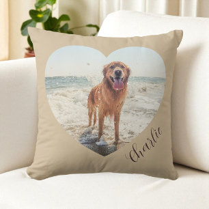 Script  Pet Heart Photo Modern Personalised Dog Cushion