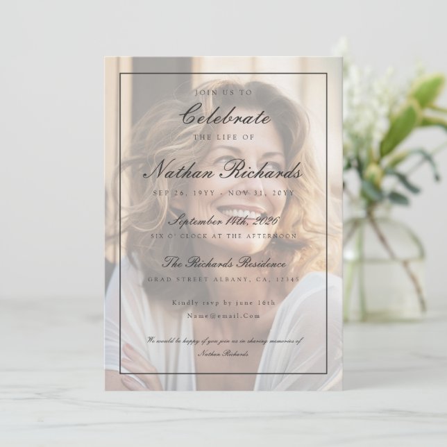 Script Photo Celebration of Life Funeral Program (Standing Front)