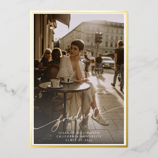 Script Photo Graduation Gold Foil Announcement (Front)