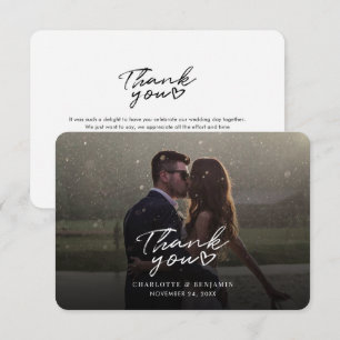 Script Photo Hand-Lettered Wedding Thank You Card