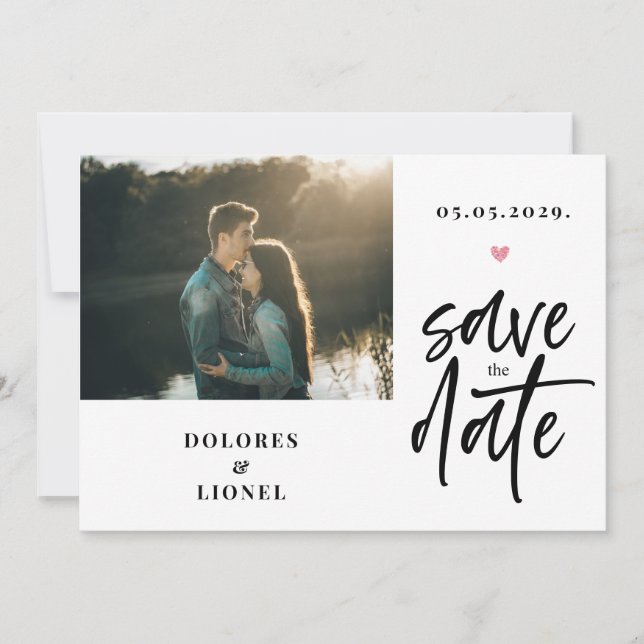 Script Photo Minimalist Save the date Invitation (Front)