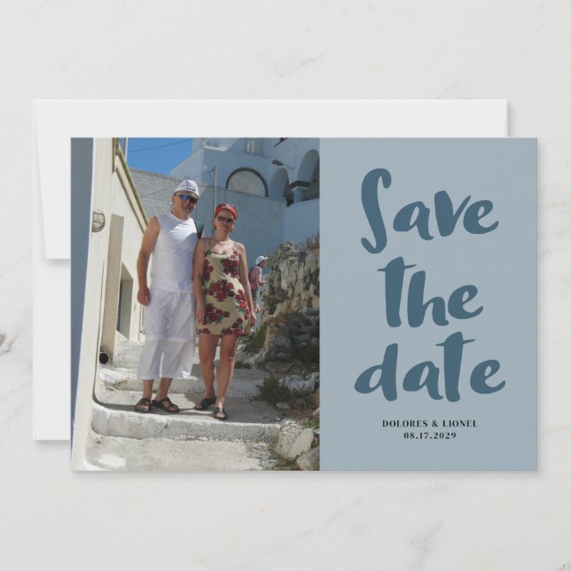 Script Photo Minimalist Save the date Invitation (Front)